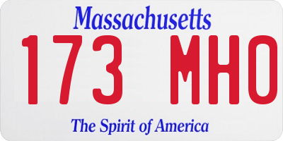MA license plate 173MH0