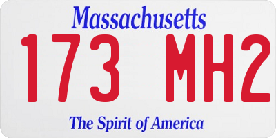 MA license plate 173MH2