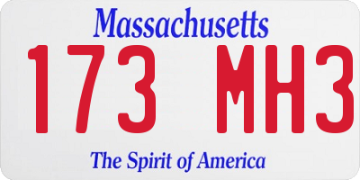 MA license plate 173MH3
