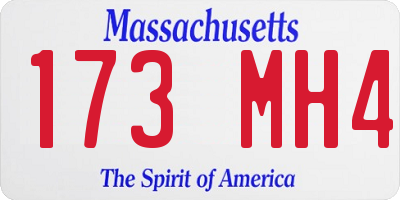 MA license plate 173MH4