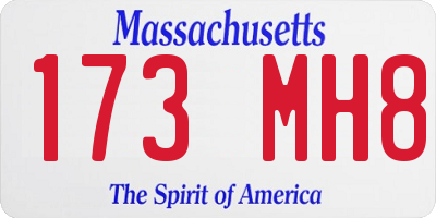 MA license plate 173MH8