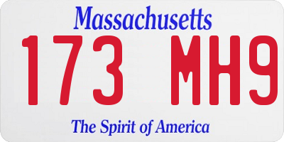 MA license plate 173MH9
