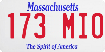 MA license plate 173MI0
