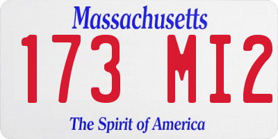 MA license plate 173MI2