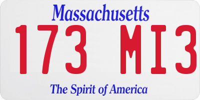 MA license plate 173MI3