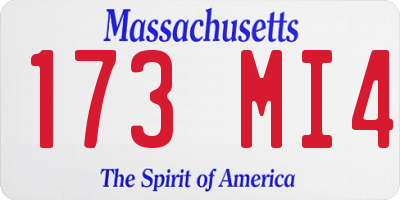 MA license plate 173MI4