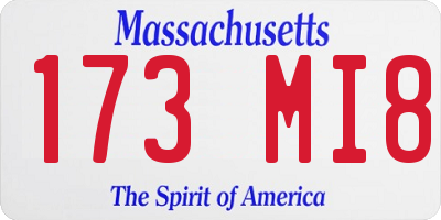 MA license plate 173MI8