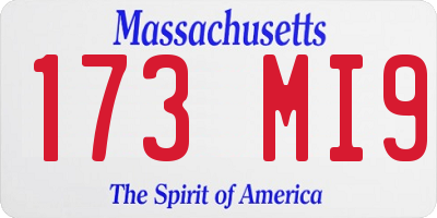 MA license plate 173MI9