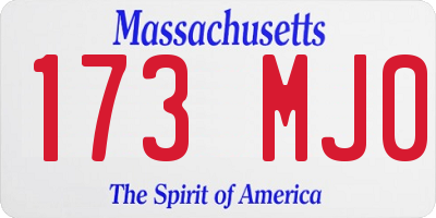 MA license plate 173MJ0