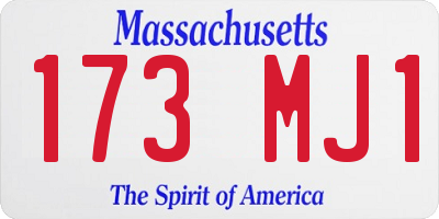 MA license plate 173MJ1