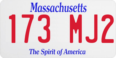 MA license plate 173MJ2