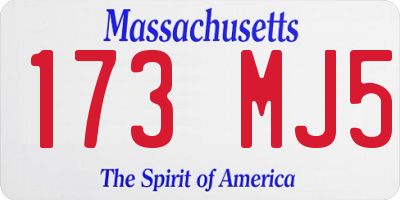 MA license plate 173MJ5