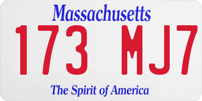 MA license plate 173MJ7