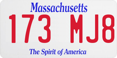 MA license plate 173MJ8