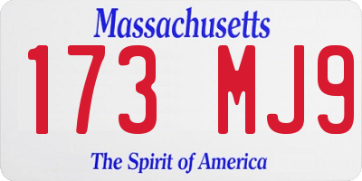 MA license plate 173MJ9