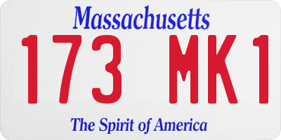 MA license plate 173MK1