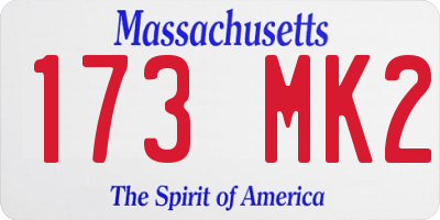 MA license plate 173MK2