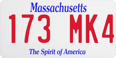 MA license plate 173MK4