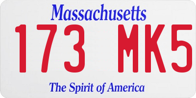 MA license plate 173MK5