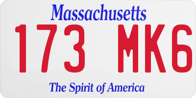 MA license plate 173MK6