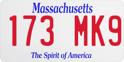 MA license plate 173MK9