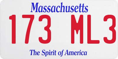 MA license plate 173ML3