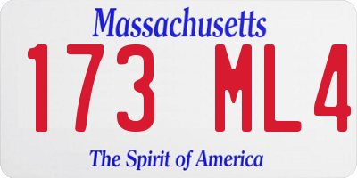 MA license plate 173ML4