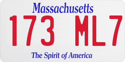 MA license plate 173ML7