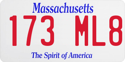 MA license plate 173ML8