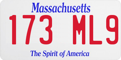 MA license plate 173ML9