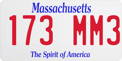 MA license plate 173MM3