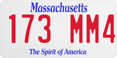 MA license plate 173MM4