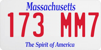 MA license plate 173MM7
