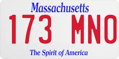 MA license plate 173MN0