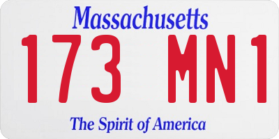 MA license plate 173MN1