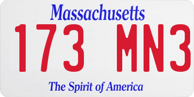 MA license plate 173MN3