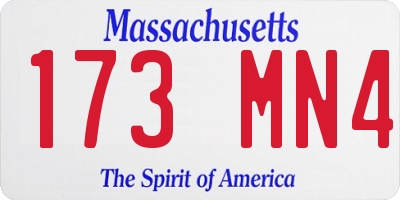 MA license plate 173MN4