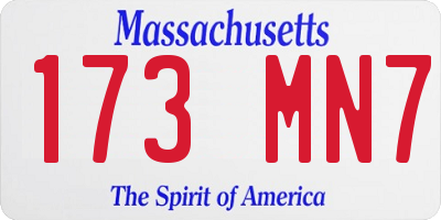 MA license plate 173MN7