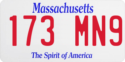 MA license plate 173MN9