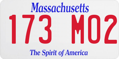MA license plate 173MO2
