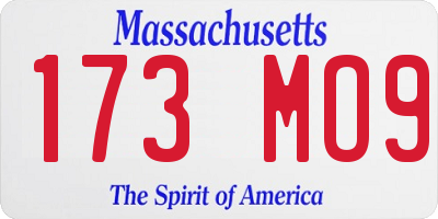 MA license plate 173MO9