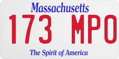 MA license plate 173MP0
