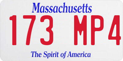 MA license plate 173MP4