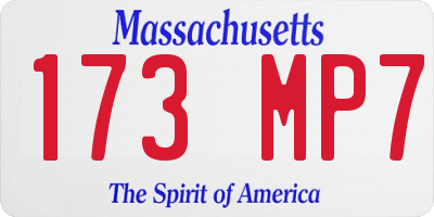 MA license plate 173MP7