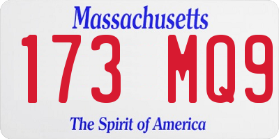 MA license plate 173MQ9