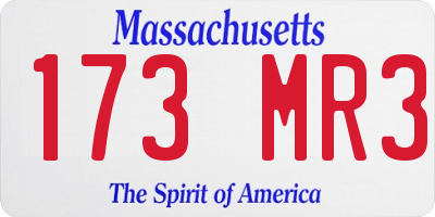 MA license plate 173MR3