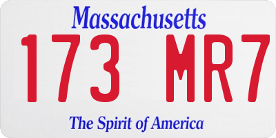 MA license plate 173MR7