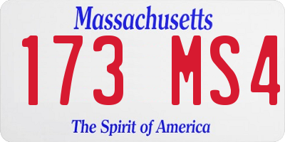 MA license plate 173MS4