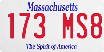 MA license plate 173MS8
