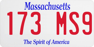 MA license plate 173MS9